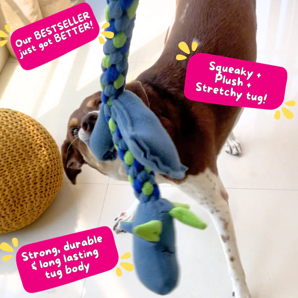 For The Love Of Dog Mrs Tugasaur Squeaky Toy for Dogs (Pink/Green/Grey) - Image 4