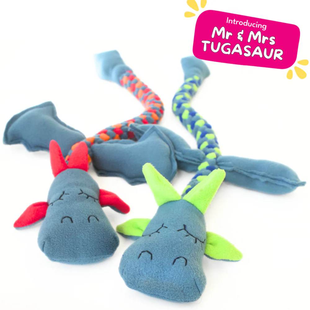 For The Love Of Dog Mrs Tugasaur Squeaky Toy for Dogs (Pink/Green/Grey) - Image 6