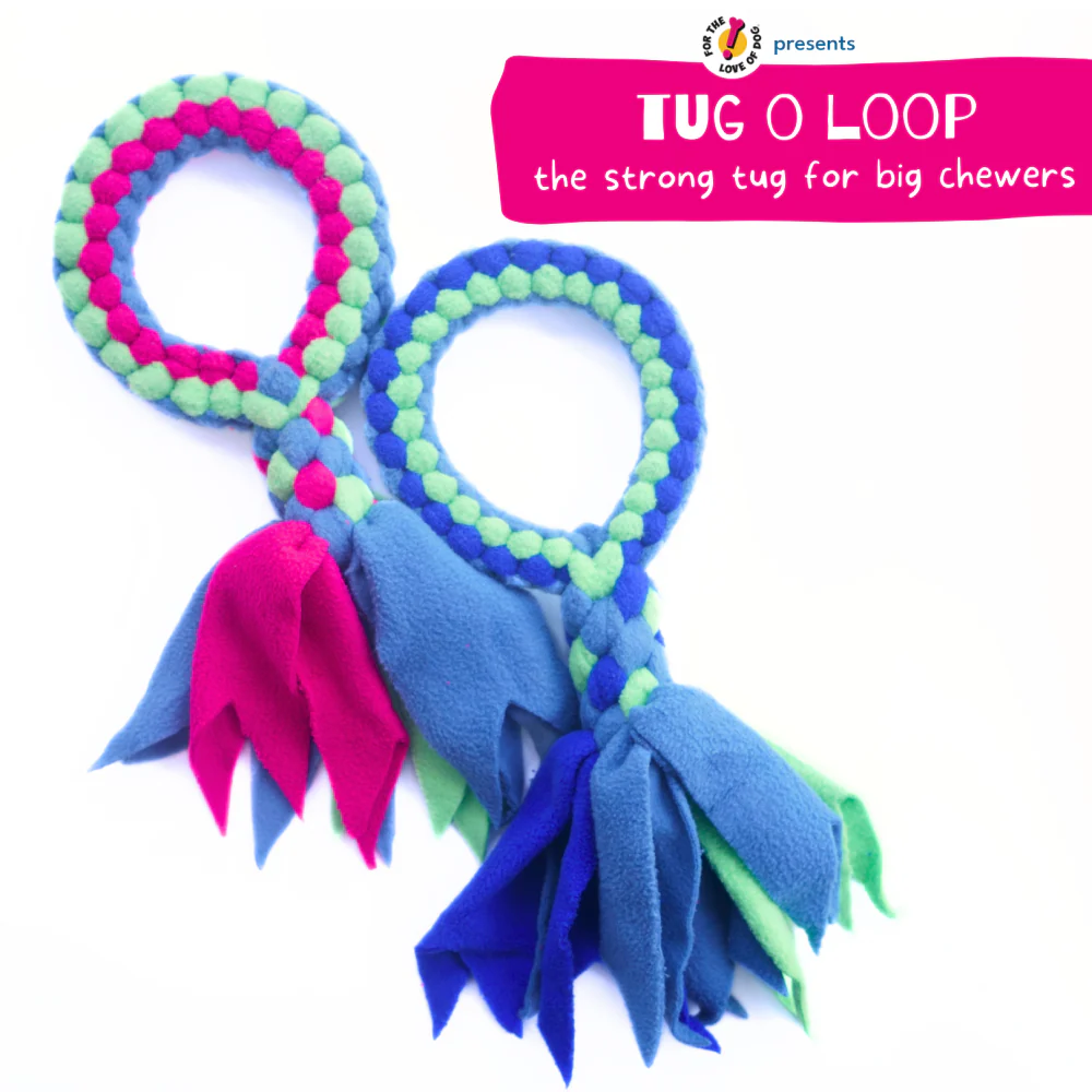 For The Love Of Dog Tug O Loop Chew Toy for Dogs (Pink/Green/Blue) - Image 5