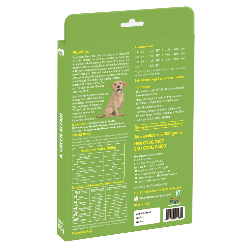 Fresh For Paws A Green Affair Grain Free & Vegan Dog Wet Food (100g) - Image 3
