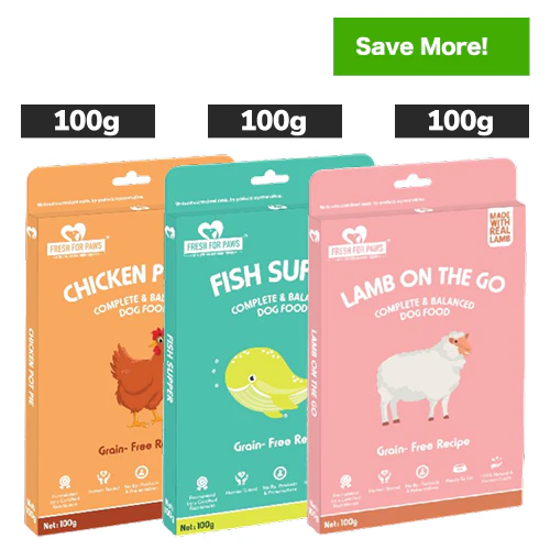 Fresh For Paws Chicken Pot Pie and Fish Supper and Lamb On The Go Wet Dogs Food Combo