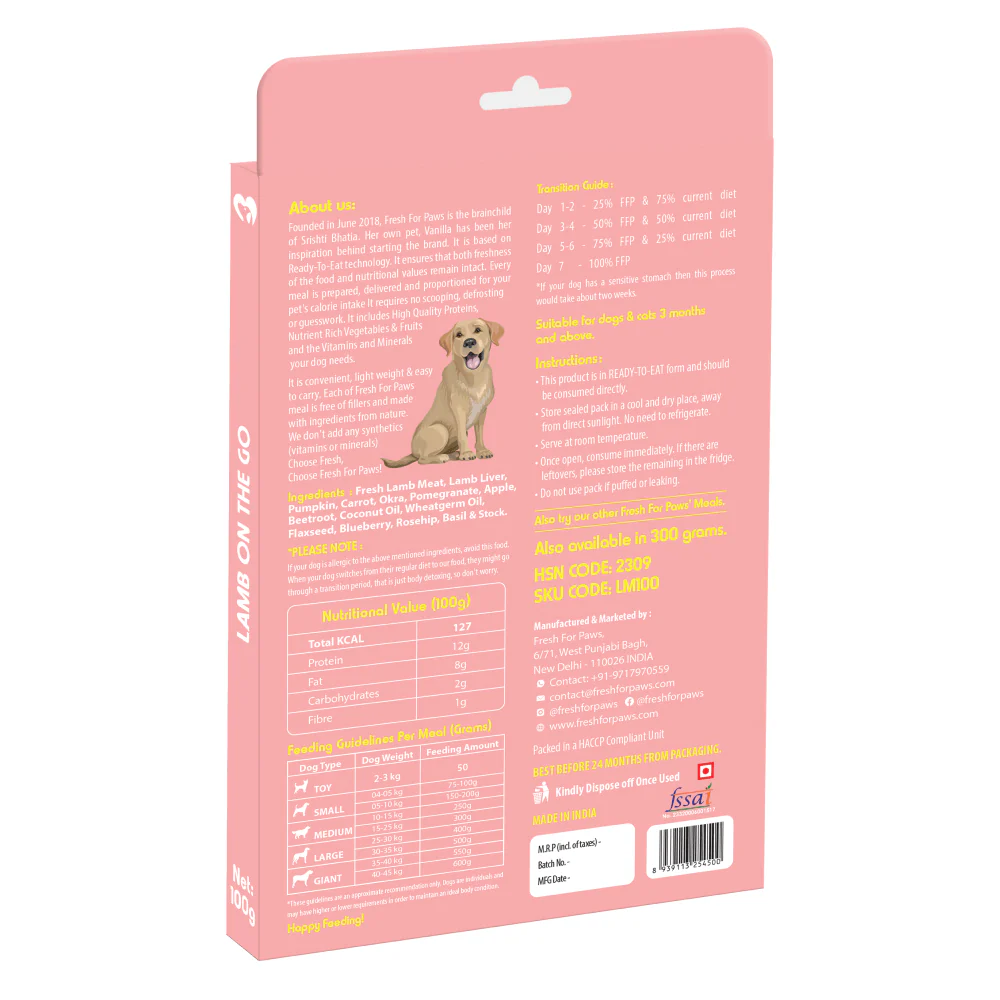 Fresh For Paws Lamb On The Go Dog Wet Food (300g) - Image 4