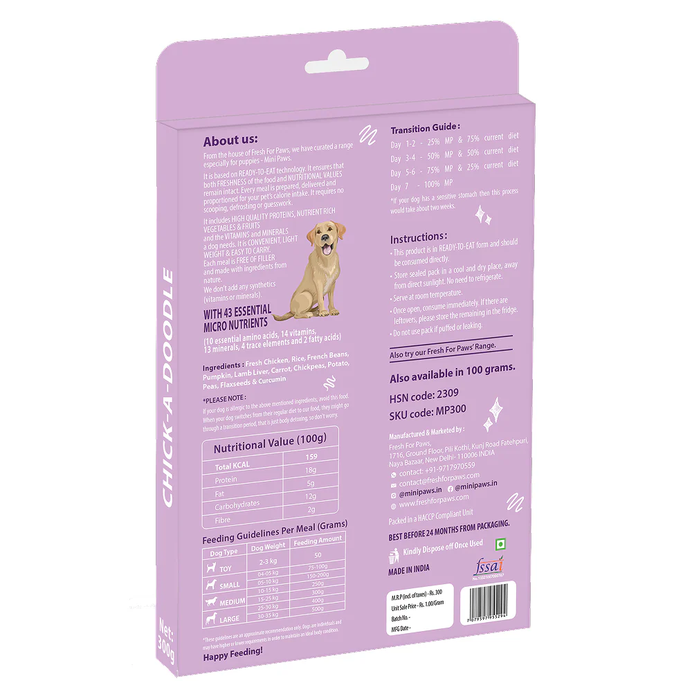 Fresh for Paws Mini Paws Chick A Doodle Puppy Dog Wet Food - Image 3