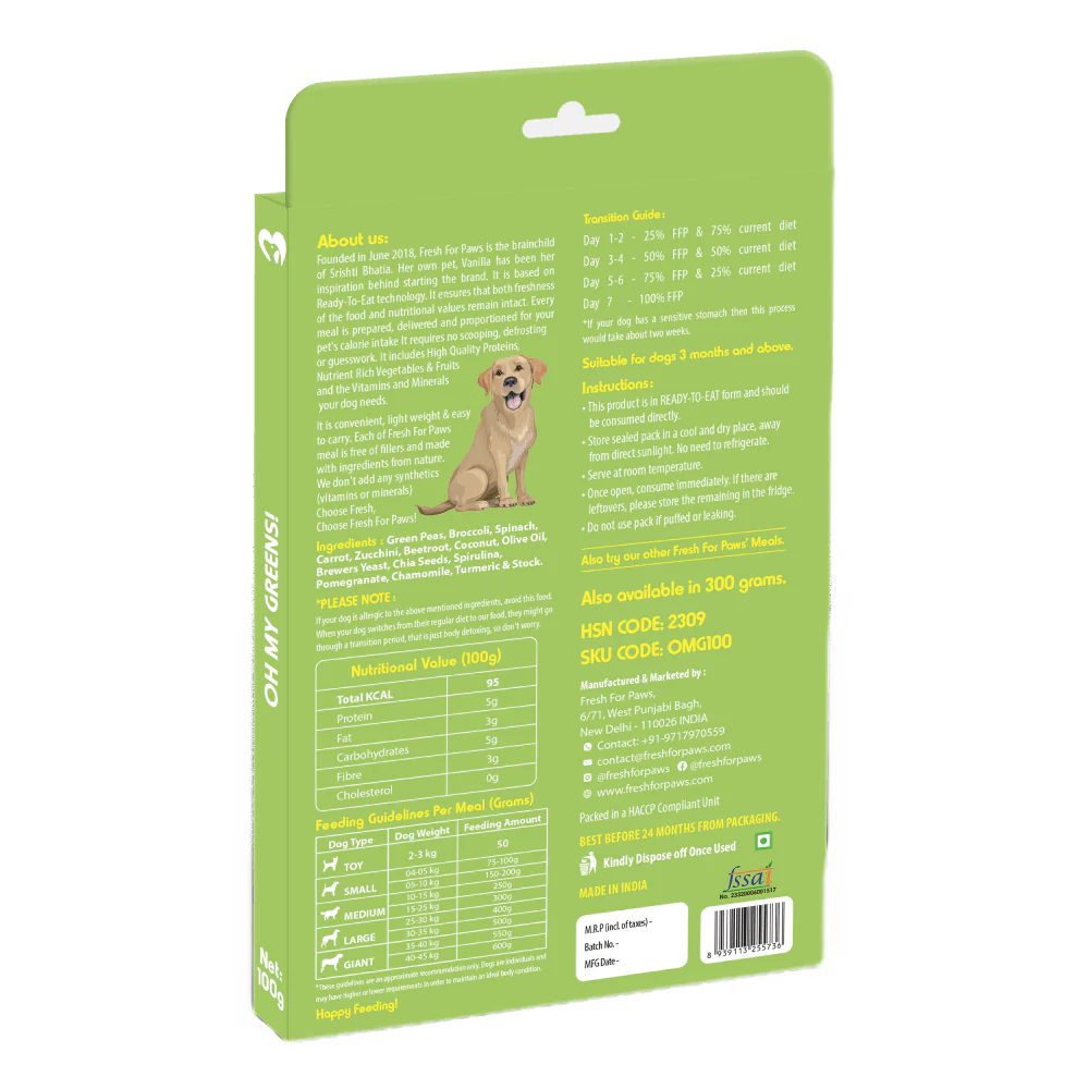 Fresh For Paws Oh My Greens Dog Wet Food (300g) - Image 4