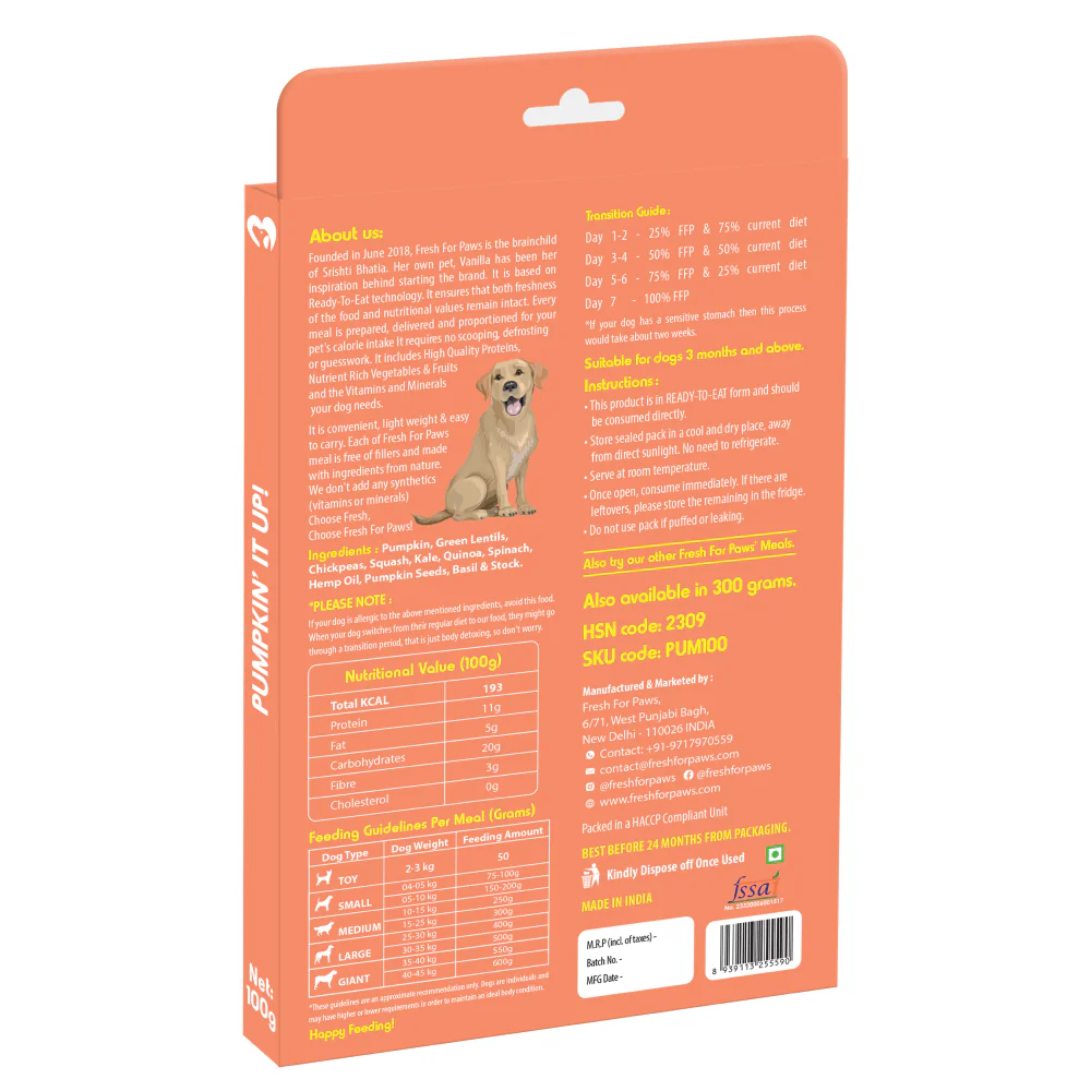 Fresh For Paws Pumpkin It Up Dog Wet Food (100g) - Image 4