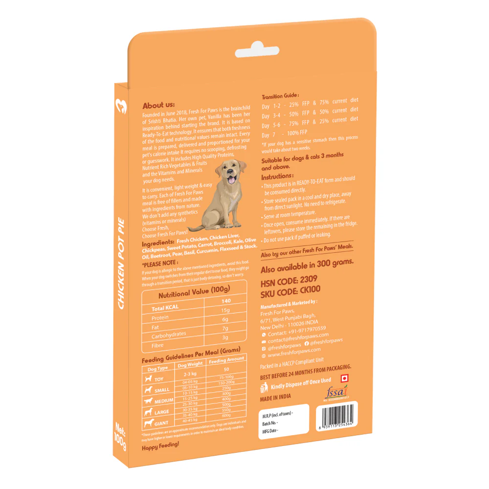 Fresh For Paws Chicken Pot Pie Wet Food for Dogs (100g) - Image 4