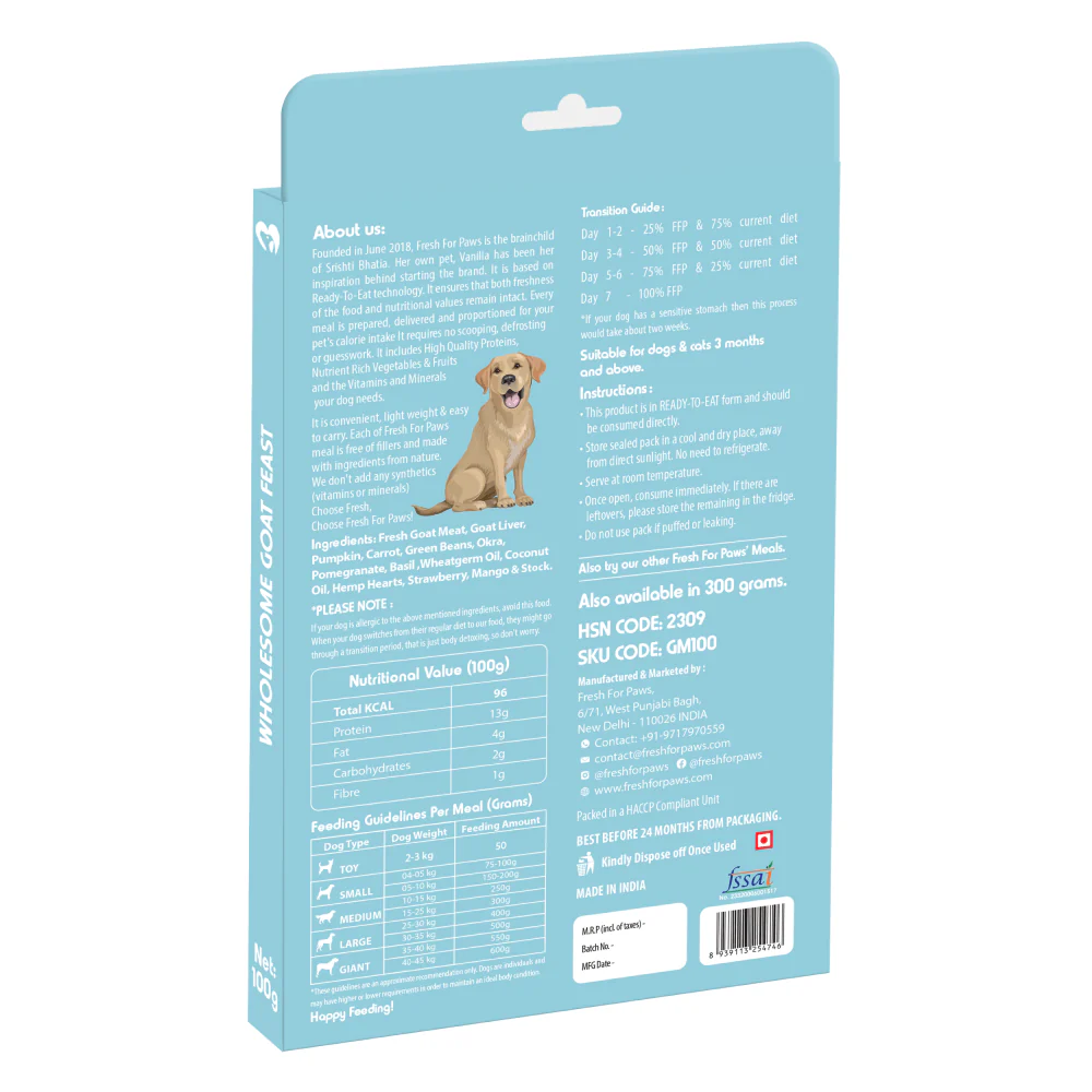 Fresh For Paws Wholesome Goat Feast Wet Food for Dogs (300g) - Image 4