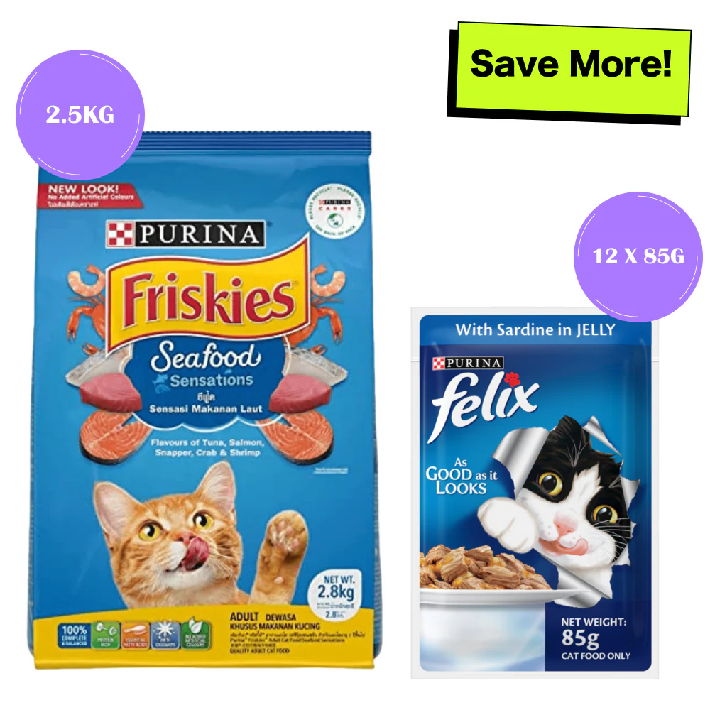 Friskies Seafood Cat Dry Food and Purina Felix Sardine with Jelly Adult Cat Wet Food Combo - Image 22