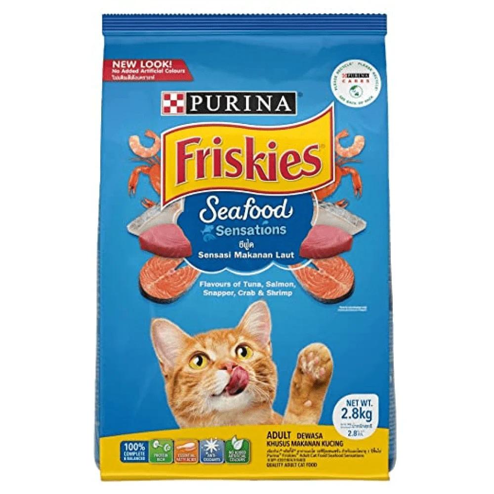 Friskies Seafood Cat Dry Food and Purina Felix Salmon with Jelly Adult Cat Wet Food Combo - Image 2