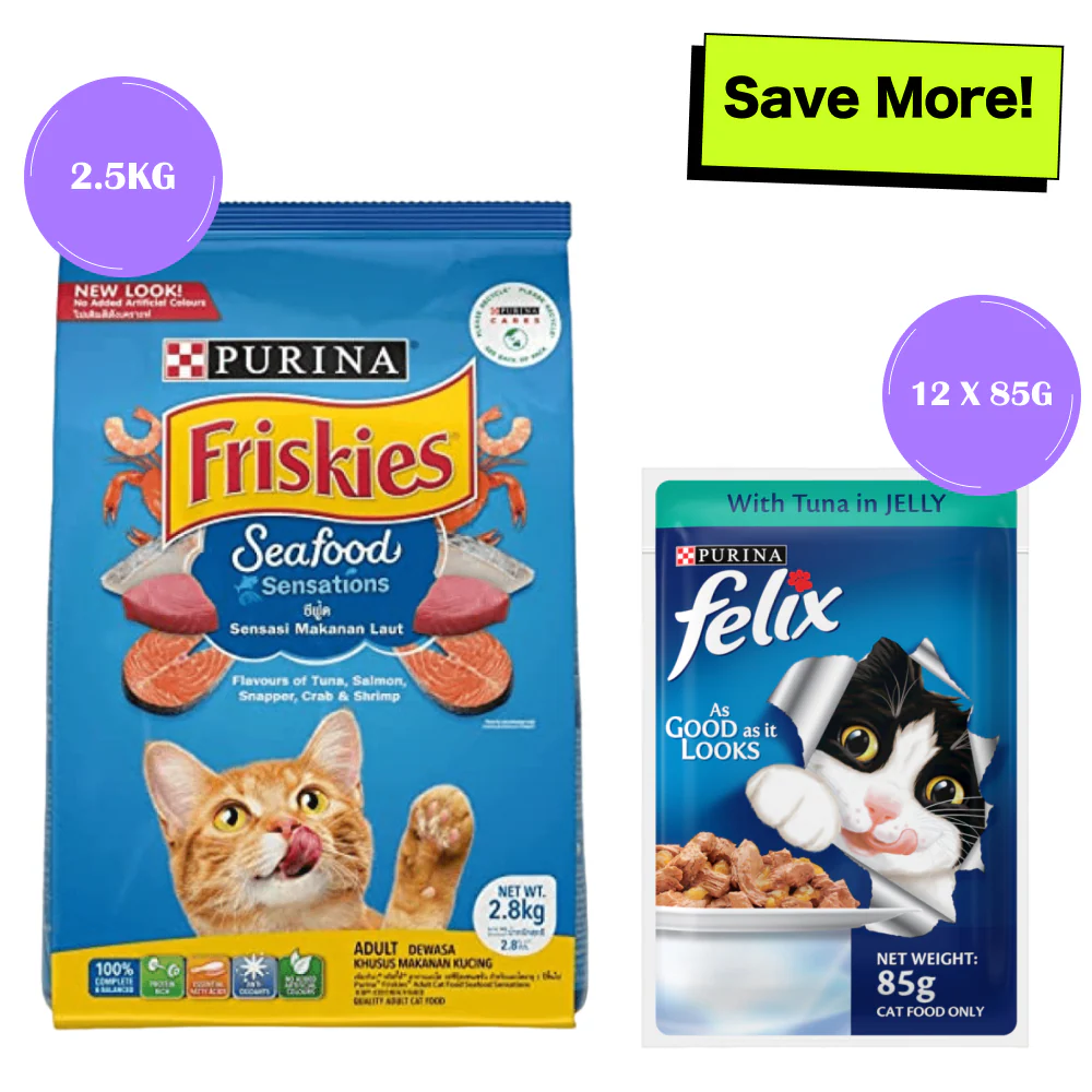 Friskies Seafood Cat Dry Food and Purina Felix Tuna with Jelly Adult Cat Wet Food Combo - Image 23