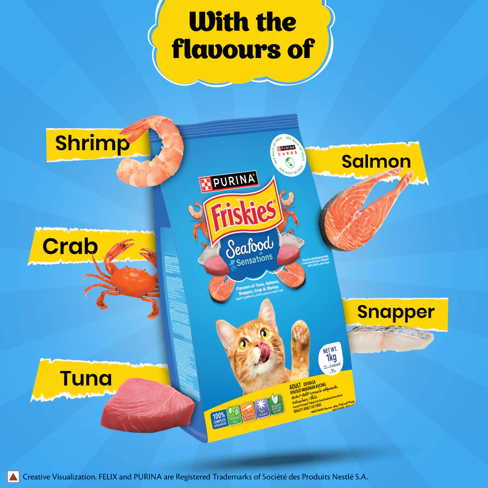 Friskies Seafood Cat Dry Food and Purina Felix Salmon with Jelly Adult Cat Wet Food Combo - Image 8