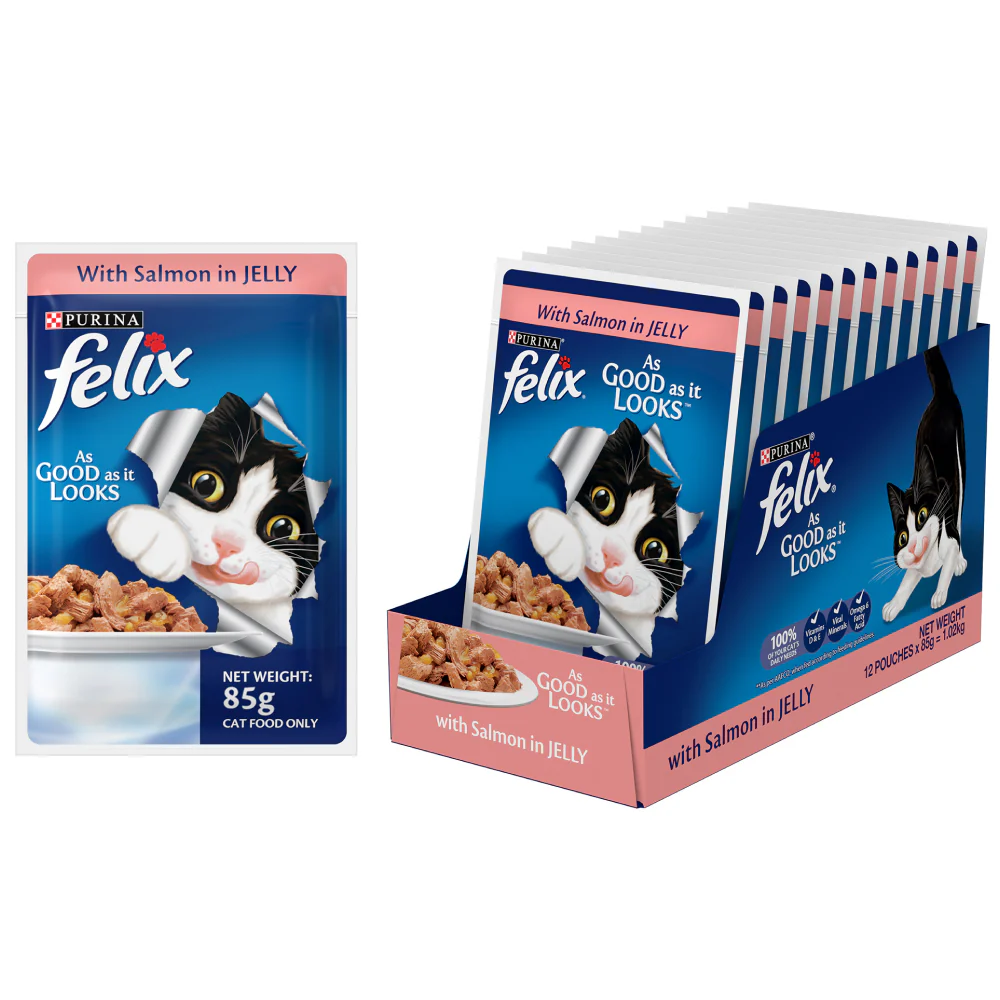 Friskies Seafood Cat Dry Food and Purina Felix Salmon with Jelly Adult Cat Wet Food Combo - Image 20