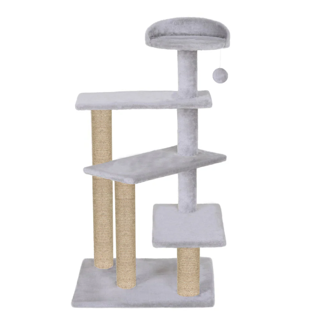 Furrlovers 3 Tier Stairs with Scratching Posts Cat Tree with Plush Bed (Grey)