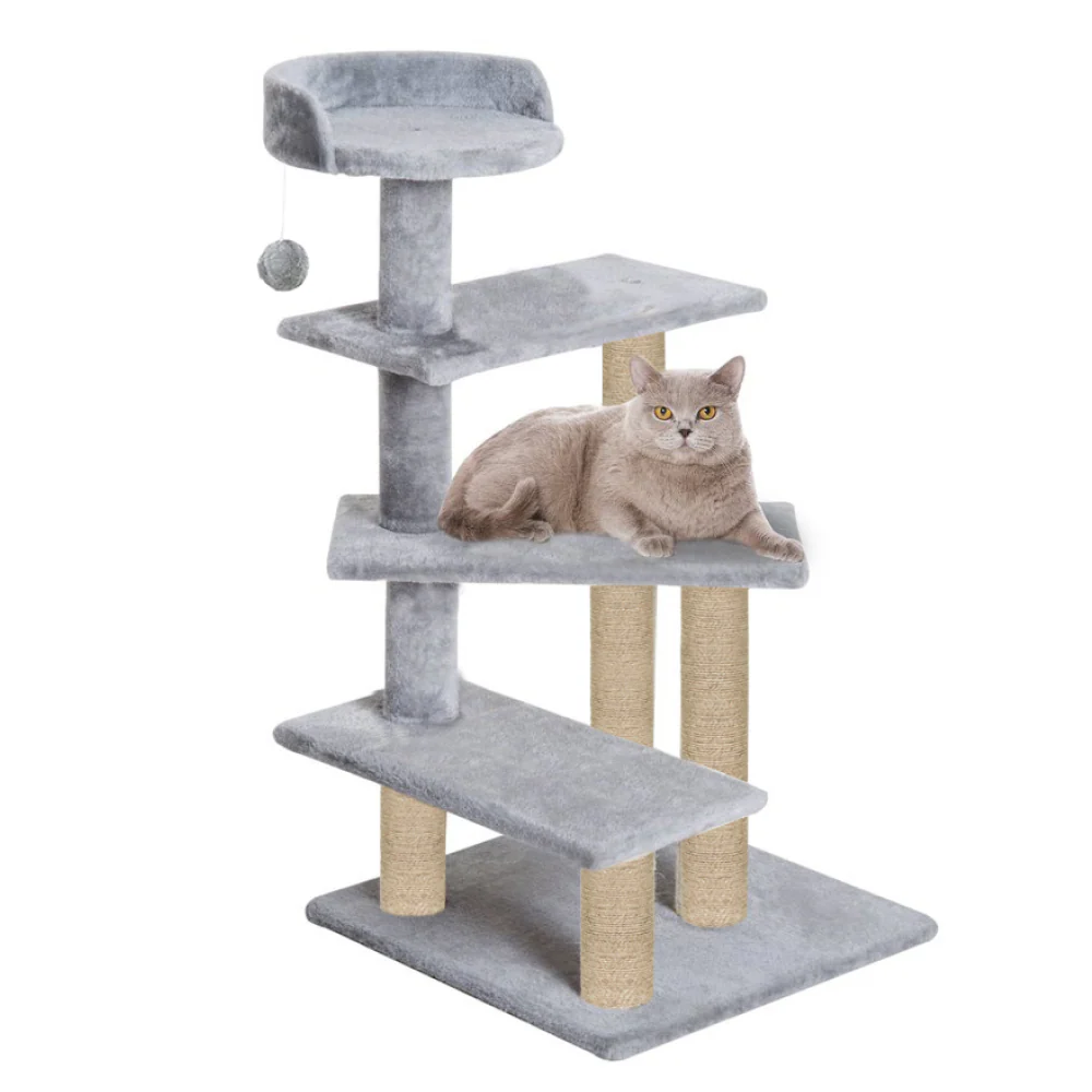 Furrlovers 3 Tier Stairs with Scratching Posts Cat Tree with Plush Bed (Grey) - Image 7