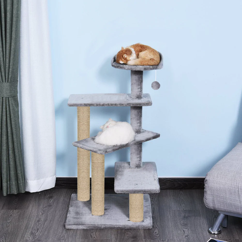 Furrlovers 3 Tier Stairs with Scratching Posts Cat Tree with Plush Bed (Grey) - Image 8