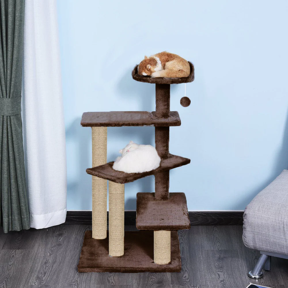 Furrlovers 3 Tier Stairs with Scratching Posts Cat Tree with Plush Bed (Brown) - Image 5