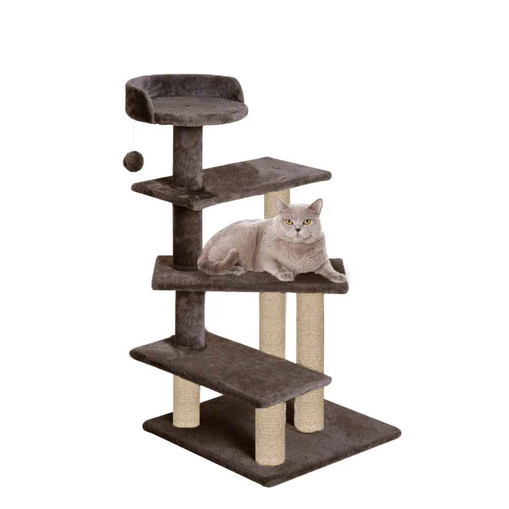 Furrlovers 3 Tier Stairs with Scratching Posts Cat Tree with Plush Bed (Brown) - Image 7