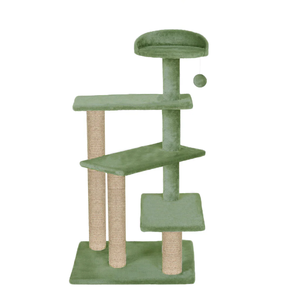 Furrlovers 3 Tier Stairs with Scratching Posts Cat Tree with Plush Bed (Green) - Image 6