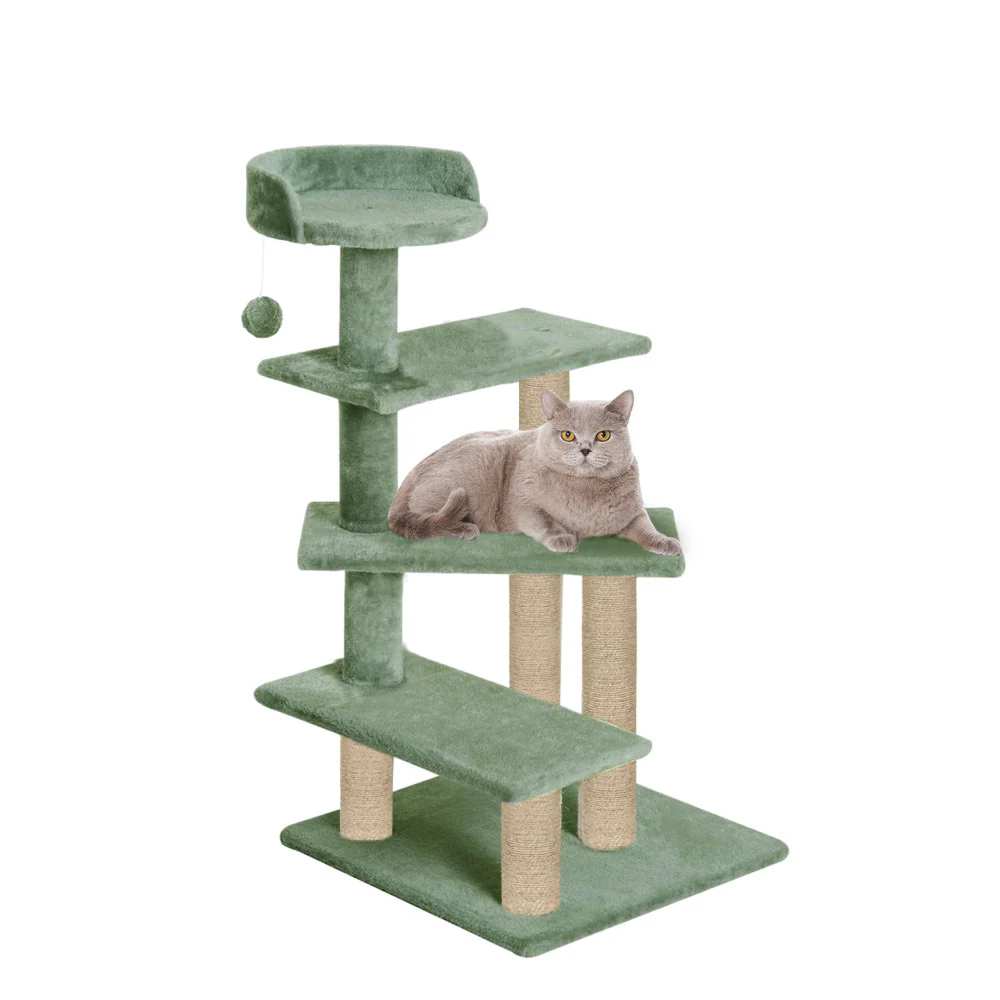 Furrlovers 3 Tier Stairs with Scratching Posts Cat Tree with Plush Bed (Green) - Image 7