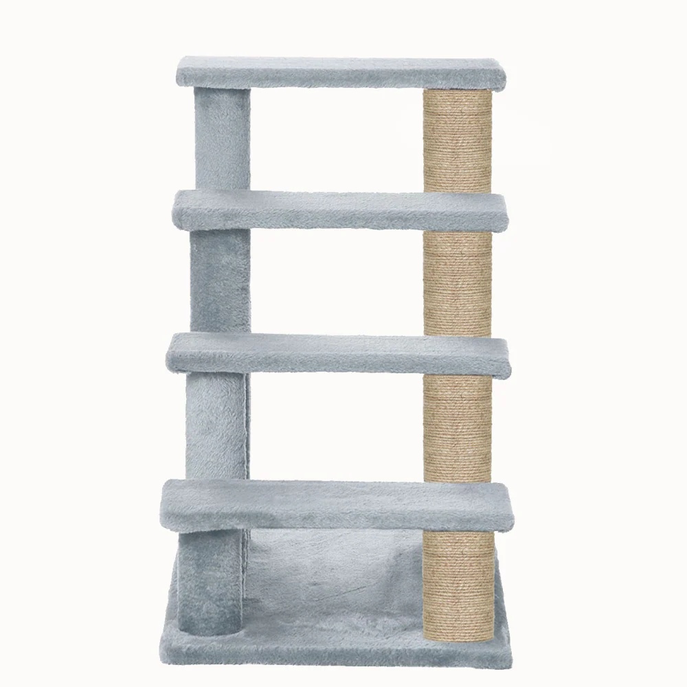 Furrlovers 4 Tier Stairs with Jute Scratching Posts and Plush Climbing Steps for Cats (Grey) - Image 6