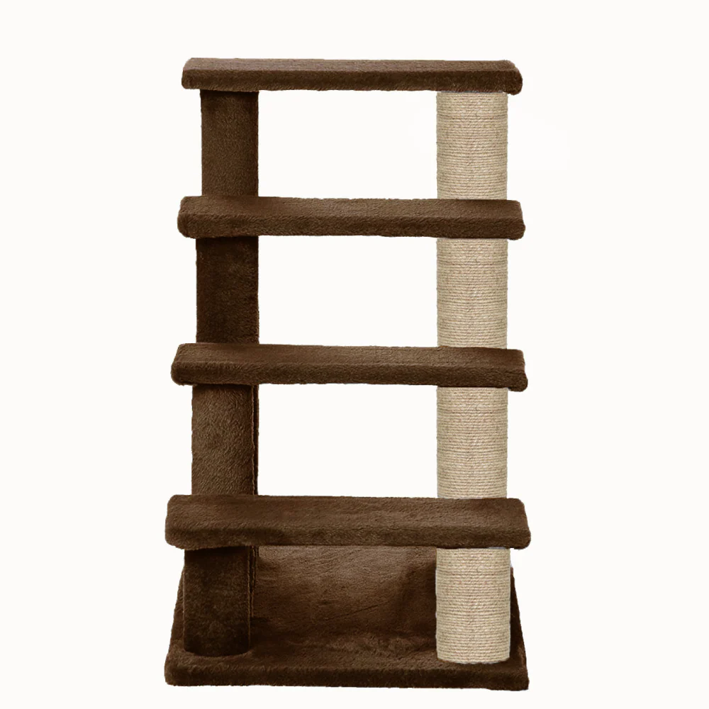 Furrlovers 4 Tier Stairs with Jute Scratching Posts and Plush Climbing Steps for Cats (Brown) - Image 6
