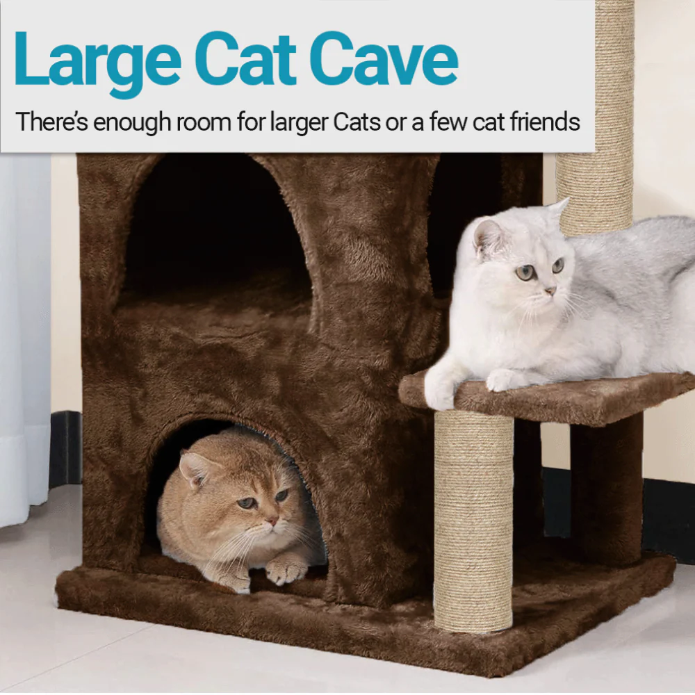 Furrlovers Activity Kitten Tree with Fur Fabric Condo and Jute Rope Post (Brown) - Image 2