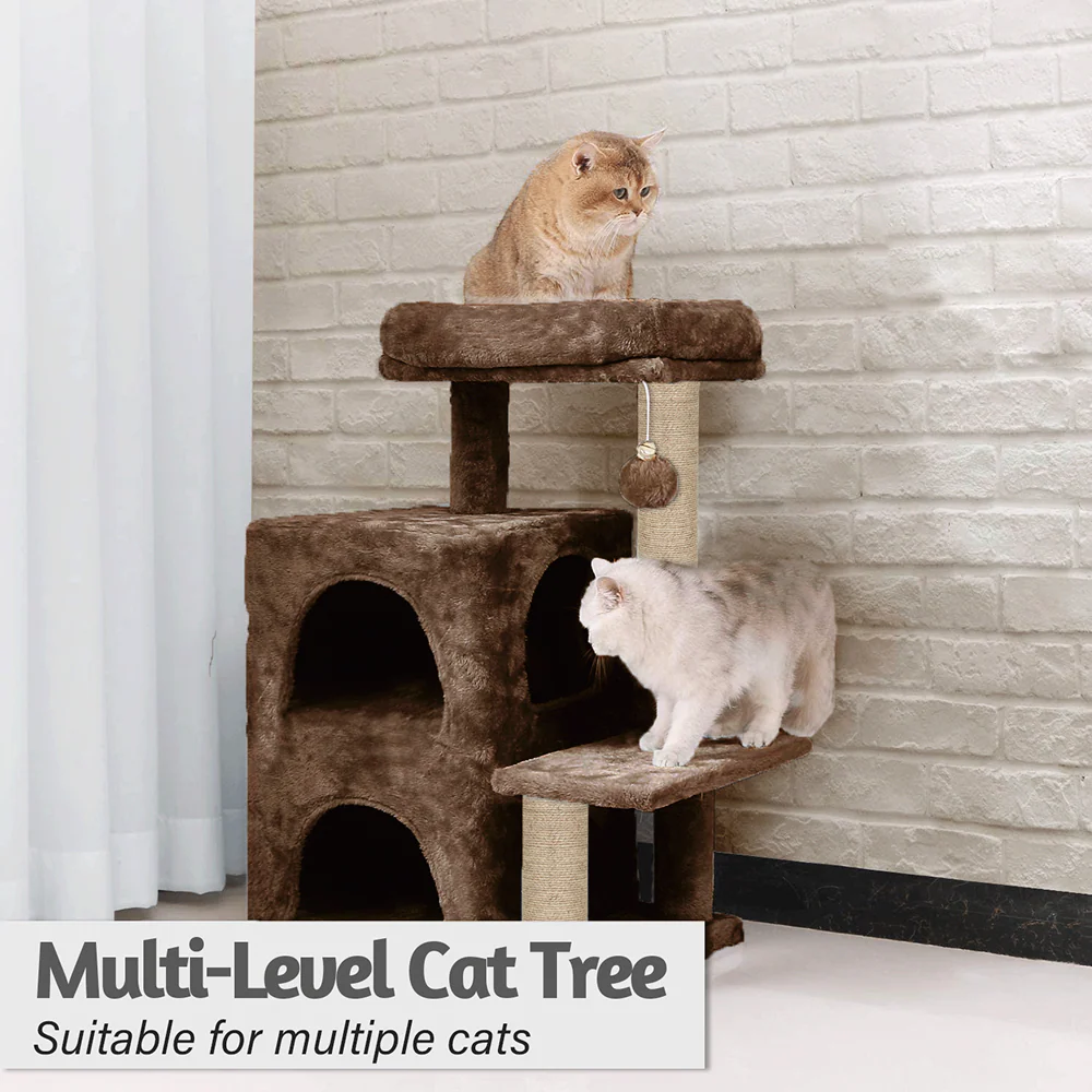 Furrlovers Activity Kitten Tree with Fur Fabric Condo and Jute Rope Post (Brown) - Image 3