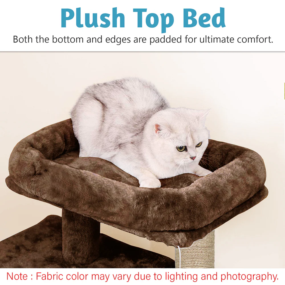 Furrlovers Activity Kitten Tree with Fur Fabric Condo and Jute Rope Post (Brown) - Image 4