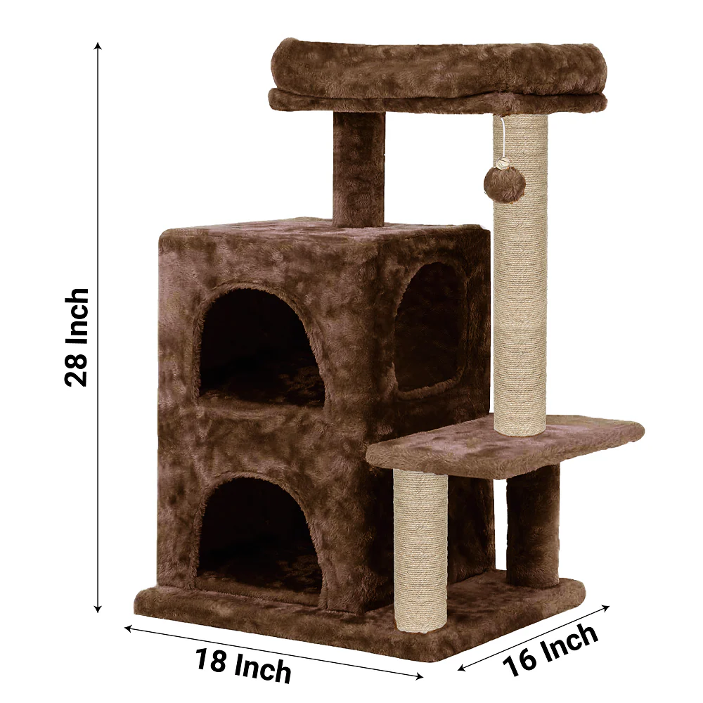 Furrlovers Activity Kitten Tree with Fur Fabric Condo and Jute Rope Post (Brown) - Image 5
