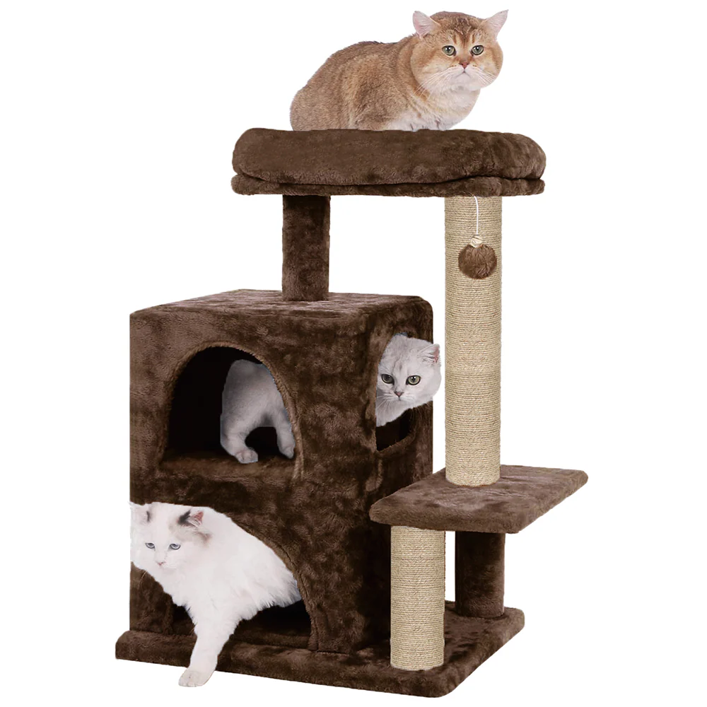Furrlovers Activity Kitten Tree with Fur Fabric Condo and Jute Rope Post (Brown) - Image 6