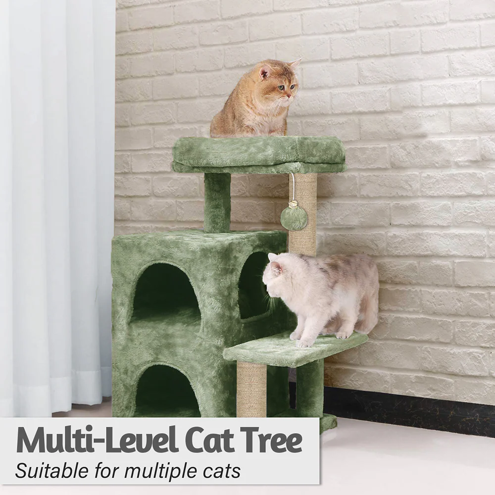Furrlovers Activity Kitten Tree with Fur Fabric Condo and Jute Rope Post (Green) - Image 2