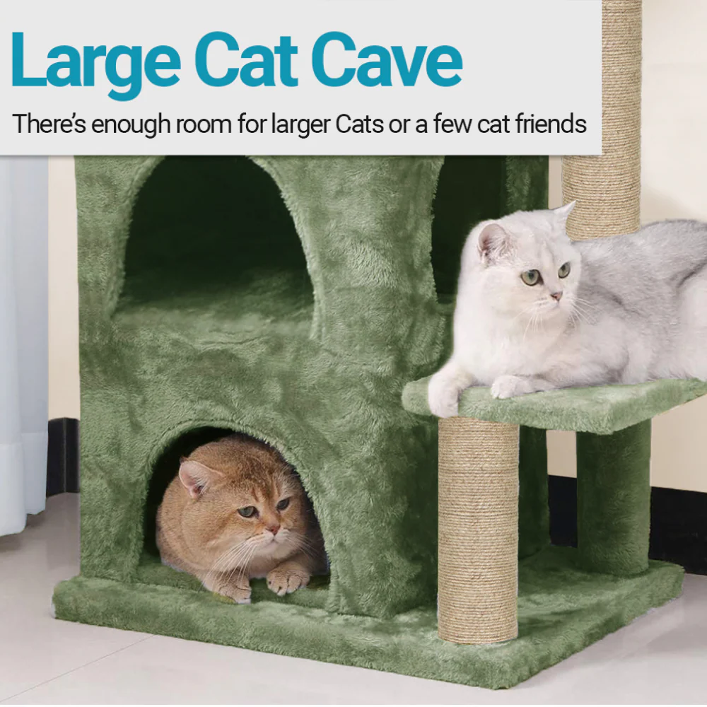 Furrlovers Activity Kitten Tree with Fur Fabric Condo and Jute Rope Post (Green) - Image 3