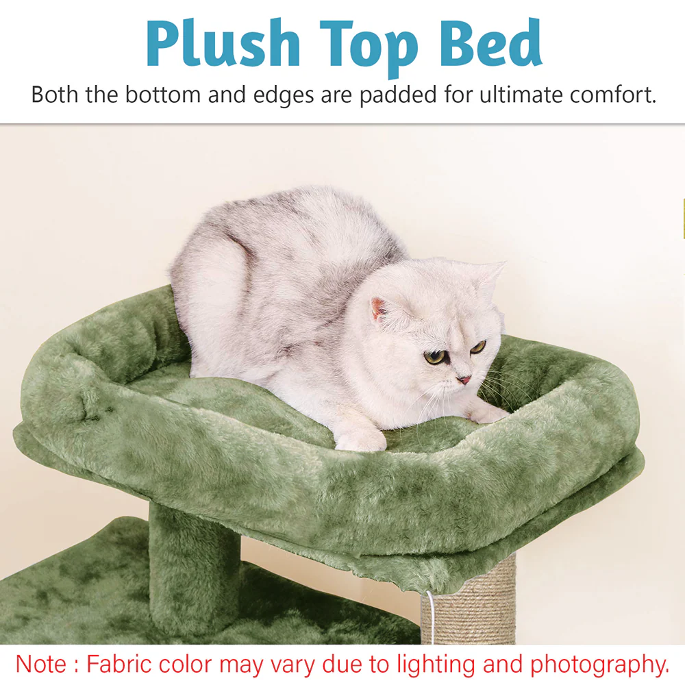 Furrlovers Activity Kitten Tree with Fur Fabric Condo and Jute Rope Post (Green) - Image 4