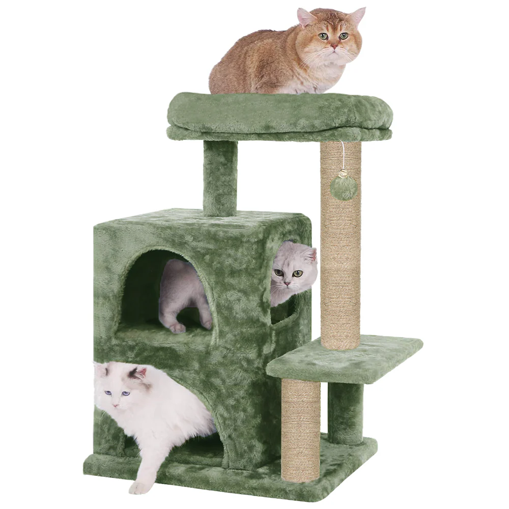 Furrlovers Activity Kitten Tree with Fur Fabric Condo and Jute Rope Post (Green) - Image 6