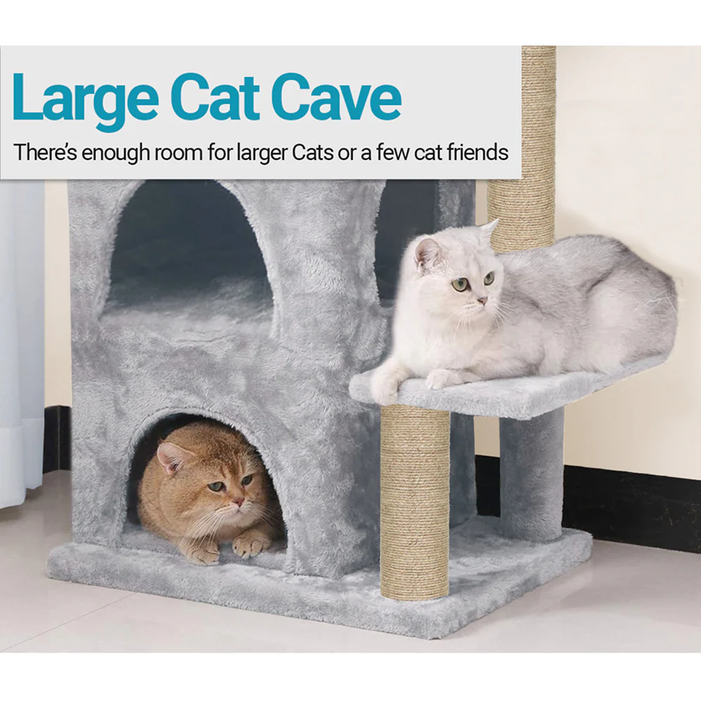 Furrlovers Activity Kitten Tree with Fur Fabric Condo and Jute Rope Post (Grey) - Image 2