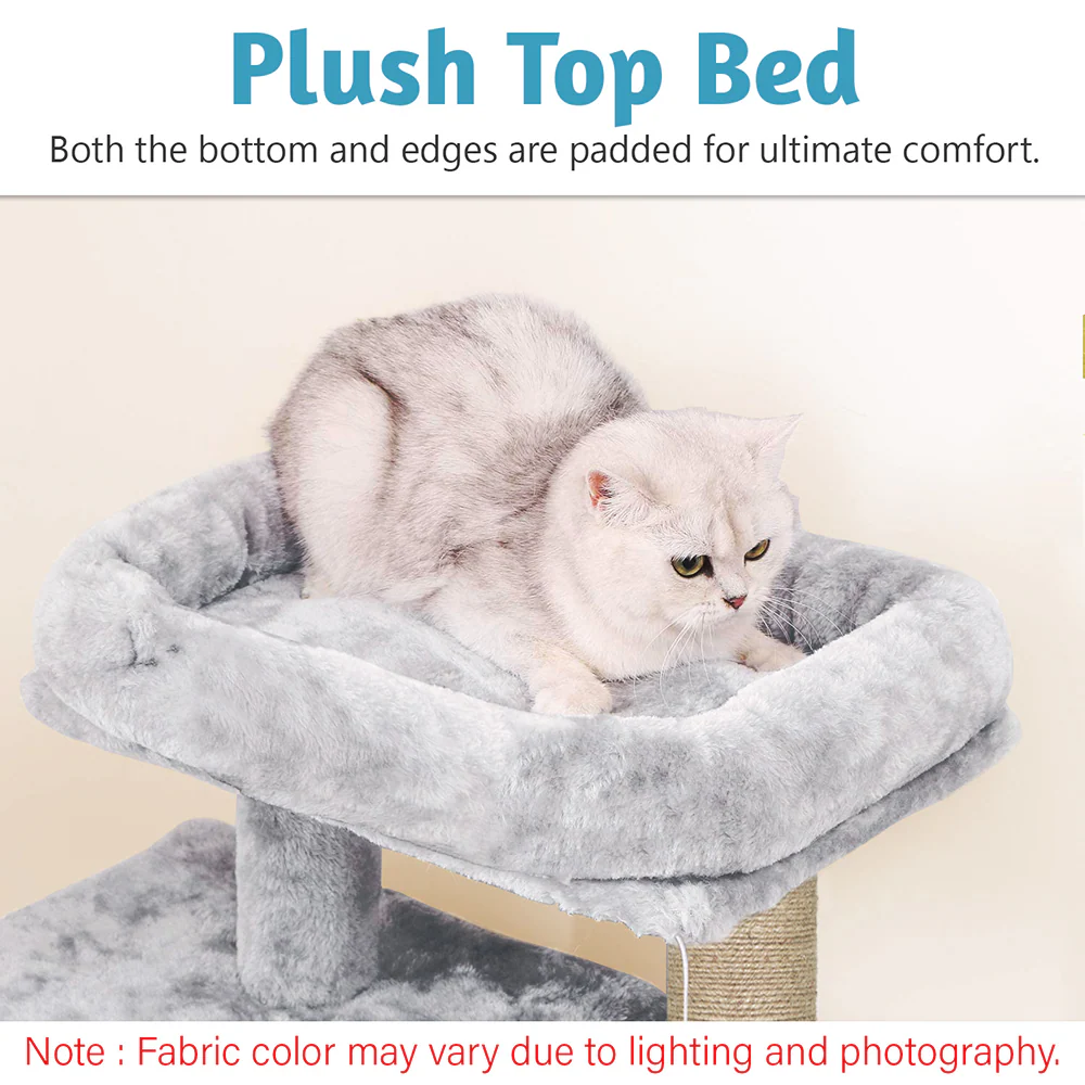 Furrlovers Activity Kitten Tree with Fur Fabric Condo and Jute Rope Post (Grey) - Image 3