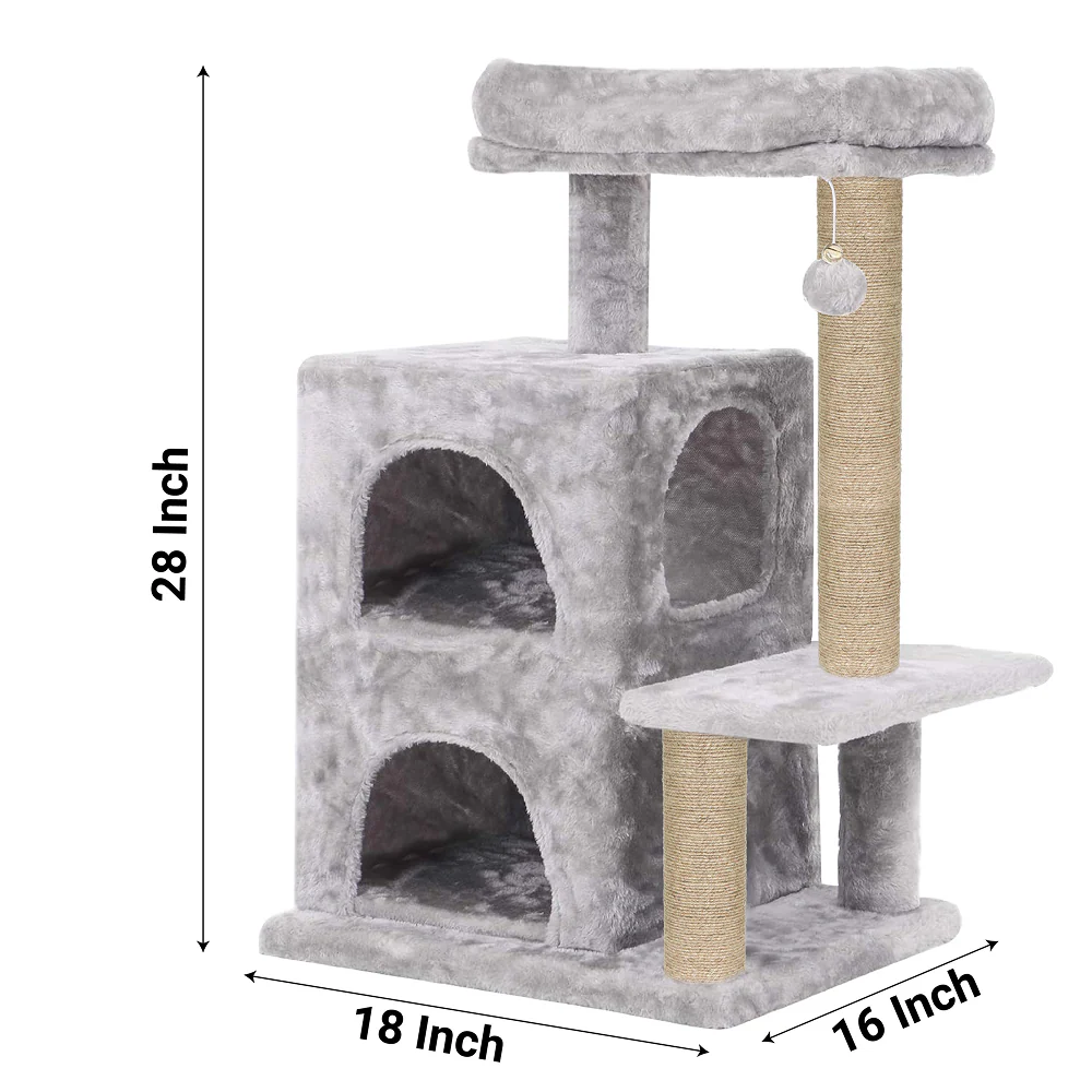 Furrlovers Activity Kitten Tree with Fur Fabric Condo and Jute Rope Post (Grey) - Image 4