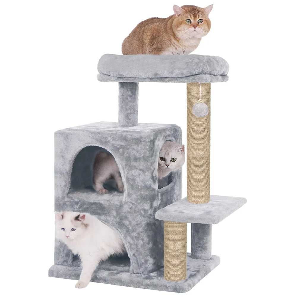 Furrlovers Activity Kitten Tree with Fur Fabric Condo and Jute Rope Post (Grey) - Image 5