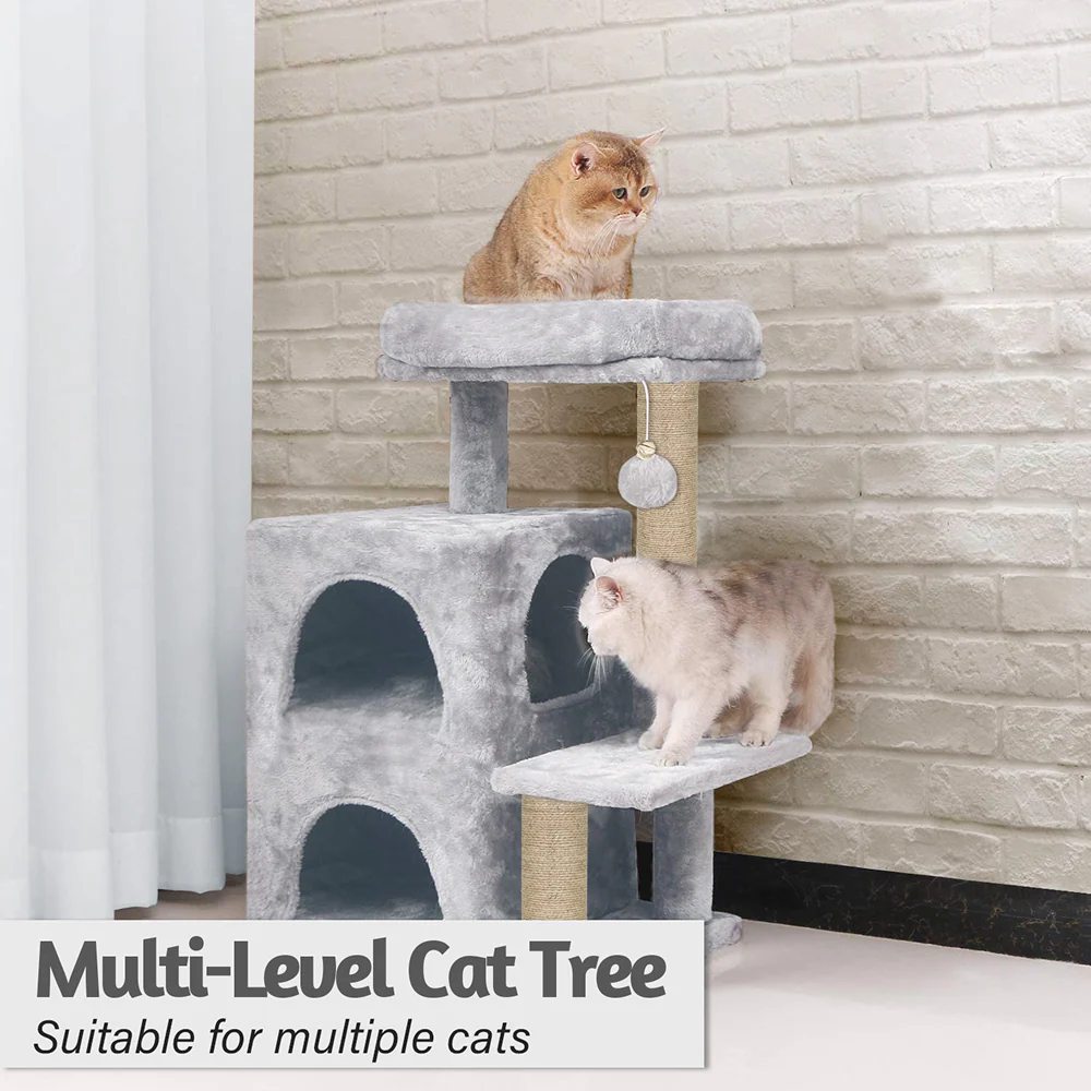 Furrlovers Activity Kitten Tree with Fur Fabric Condo and Jute Rope Post (Grey) - Image 6