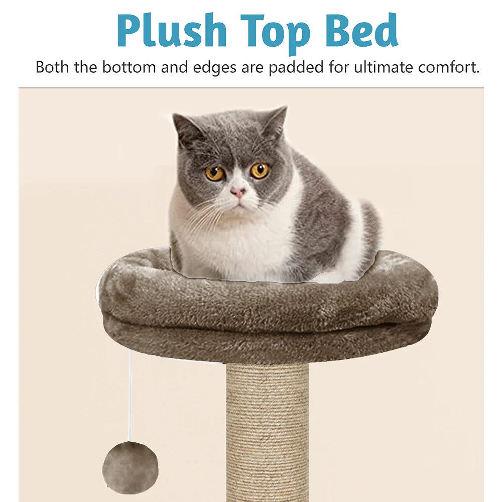 Furrlovers Activity Kitten Tree with Fur Fabric Condo Top Perch and Jute Rope Posts (Brown) - Image 4