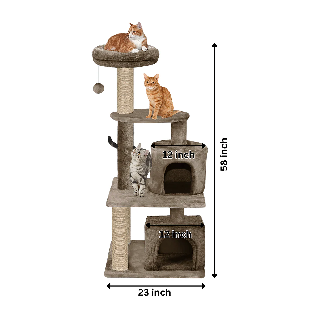 Furrlovers Activity Kitten Tree with Fur Fabric Condo Top Perch and Jute Rope Posts (Brown) - Image 5