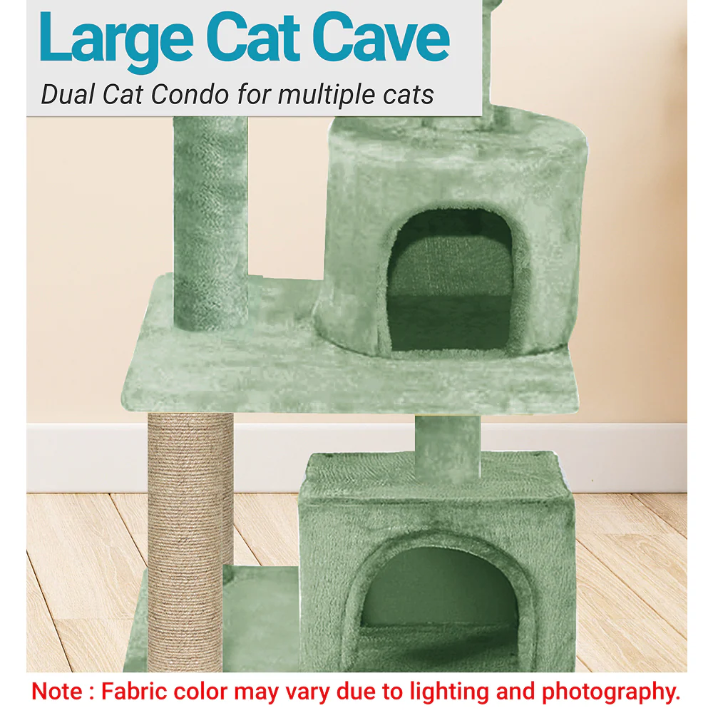 Furrlovers Activity Kitten Tree with Fur Fabric Condo Top Perch and Jute Rope Posts (Green) - Image 2