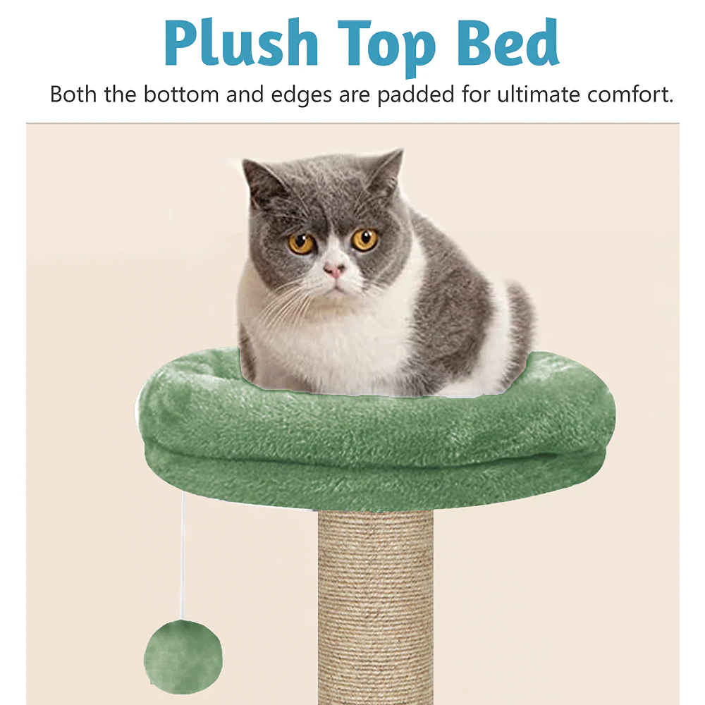 Furrlovers Activity Kitten Tree with Fur Fabric Condo Top Perch and Jute Rope Posts (Green) - Image 3