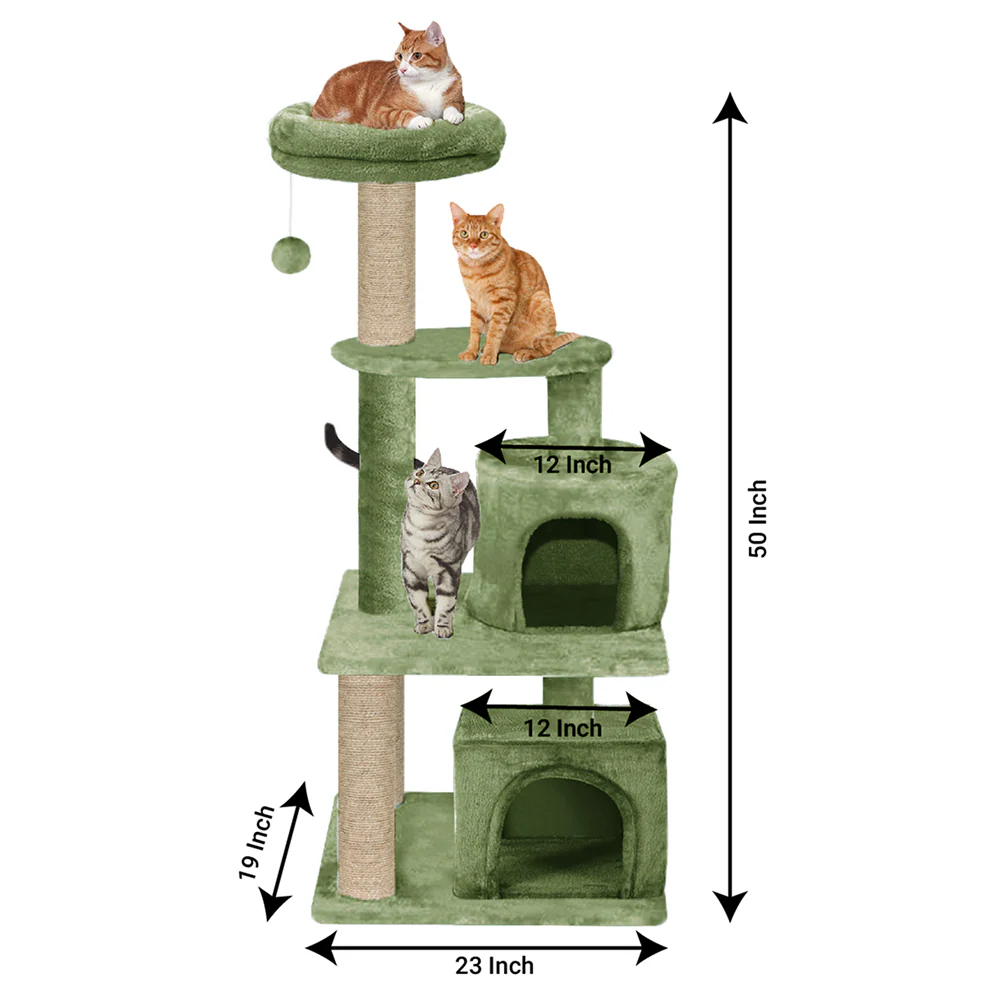 Furrlovers Activity Kitten Tree with Fur Fabric Condo Top Perch and Jute Rope Posts (Green) - Image 4