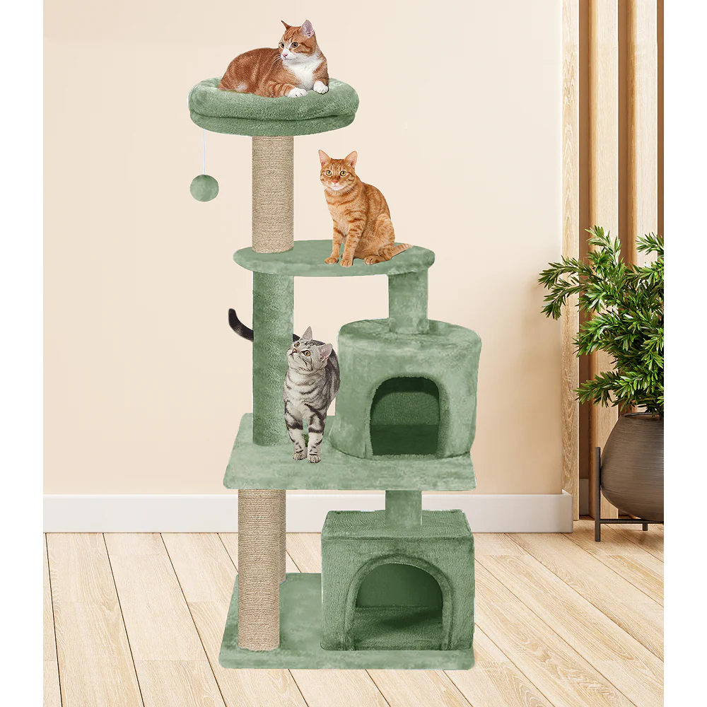 Furrlovers Activity Kitten Tree with Fur Fabric Condo Top Perch and Jute Rope Posts (Green) - Image 5