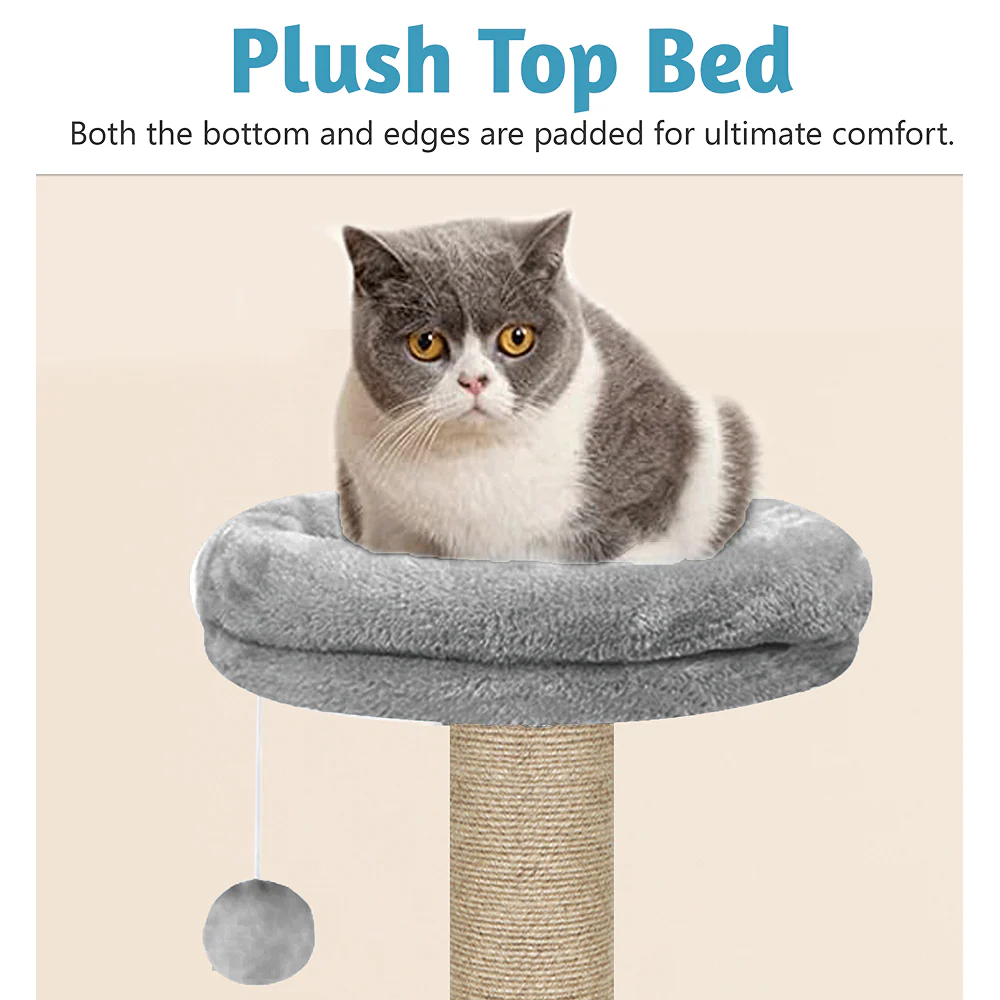 Furrlovers Activity Kitten Tree with Fur Fabric Condo Top Perch and Jute Rope Posts (Grey) - Image 3