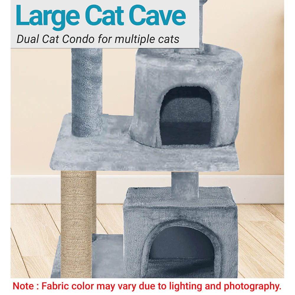 Furrlovers Activity Kitten Tree with Fur Fabric Condo Top Perch and Jute Rope Posts (Grey) - Image 4