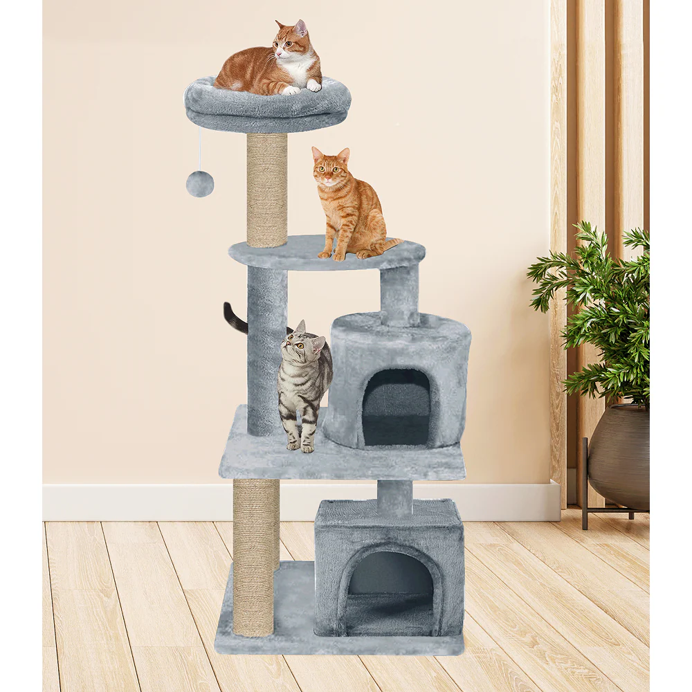 Furrlovers Activity Kitten Tree with Fur Fabric Condo Top Perch and Jute Rope Posts (Grey) - Image 5