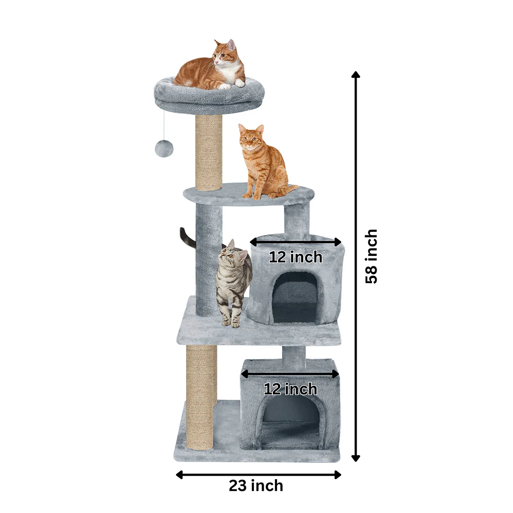 Furrlovers Activity Kitten Tree with Fur Fabric Condo Top Perch and Jute Rope Posts (Grey) - Image 6