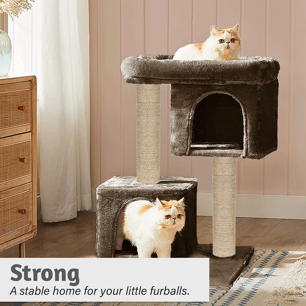 Furrlovers Activity Kitten Tree with Plush Fur Fabric and Detachable Bed (Brown) - Image 2